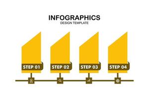 Minimalist infographic template with four steps in a horizontal layout. Perfect for presentations, reports, and tutorials. vector