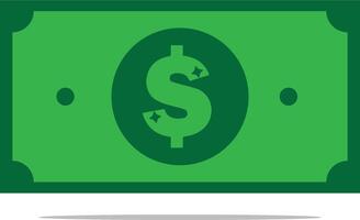 Green bill featuring dollar sign with sparkles, ideal for finance, economy, wealth, savings, business concepts in designs, presentations, and websites. vector