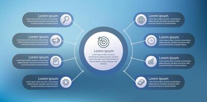 Modern infographic with transparent chart. Visualization eight steps vector