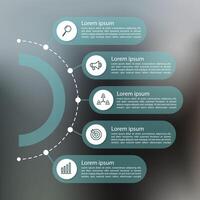 Modern infographic with transparent chart. Visualization Five steps vector