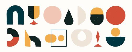 Set of boho abstract organic shape. geometric hand drawn doodle art. blob vector