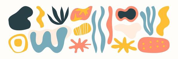Set of boho abstract organic shape. playful hand drawn doodle art. blob vector