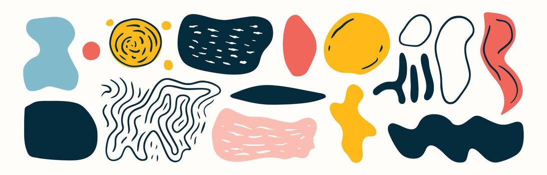 Set of abstract organic shape. hand drawn doodle art. abstract blob vector