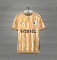 Soccer jersey design with an abstract line pattern in orange and white gradations vector