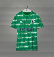 Soccer jersey design with a green and white abstract pattern background vector