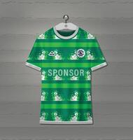 Football uniform jersey design with green and white abstract pattern background, easy for sublimation printing vector