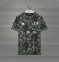 Soccer jersey design with dark green and black patterns, easy for sublimation printing vector