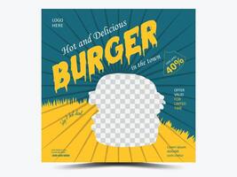 Fast food restaurant business marketing social media post or web banner template design with abstract background vector