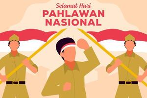 Hari Pahlawan Nasional background illustration in flat style vector
