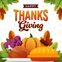 gradient illustration for a happy thanksgiving celebrate vector
