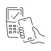 Pos Terminal Payment line icon with Credit Card and Check sign vector