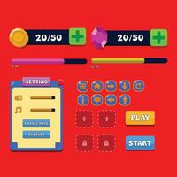 user interface and buttons for 2-dimensional games with a flat design style vector