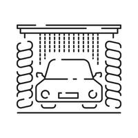 Car wash and Automatic cleaning station linear signs. Bucket with foam bubbles, sponge and spray line icons vector