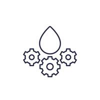 lubricant, oil line icon with drop and gears vector