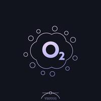 oxygen gas, O2 icon with a cloud, vector