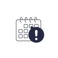 warning icon with a calendar or schedule vector