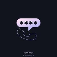 Encrypted phone call icon with gradient vector