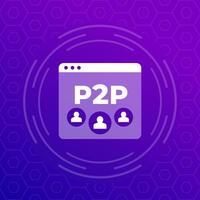 p2p icon, peer-to-peer decentralized system vector