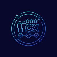 Customer experience, CX icon, linear design vector