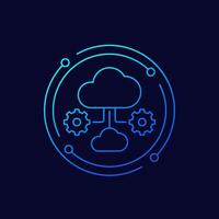 cloud computing architecture icon, linear design vector