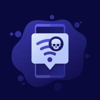 unsafe wi-fi connection icon with a smart phone, design vector