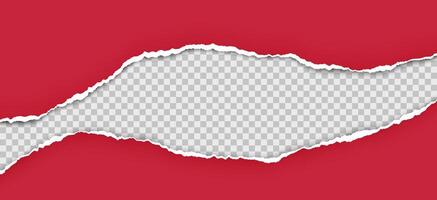 Realistic torn red paper with ragged edge and soft shadow isolated on light background. Free space for your advertising. vector