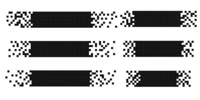 Horizontal title tag set pixel effect, mosaic footer, label. Geometric edges layot header banner. For text or design. vector