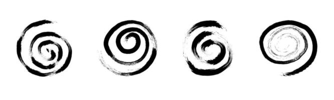 Spiral abstract circle, swirl brush stroke hypnosis psychedelic shape, geometric textured form. Concetric grunge irregular free hand doodle meander. vector