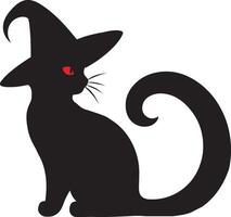 Halloween cat art and black silhouette vector