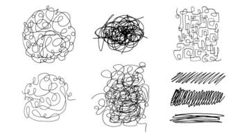 Hand drawn tangled abstract scribble lines. Doodle sketch illustrations vector