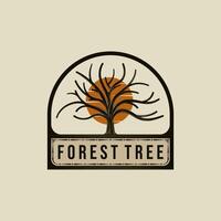 Vintage design of tree logo. Tree Trunk or Tree Branch Logo Concept. Oak Tree Creative and Minimalist Badge Logo Design vector