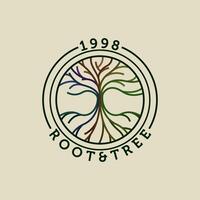 Abstract tree logo design with vibrant color. Creative logo design with root and tree element vector