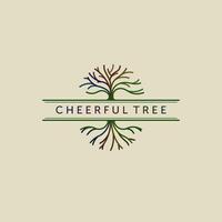 Abstract root and tree logo . Cheerful tree design with vibrant colors vector