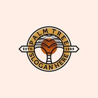 Palm or Coconut Line Art Logo Illustration Design. Modern Creative Line Art Palm Logo Badge Template Design. Palm Tree Vintage Illustration Logo Concept. vector
