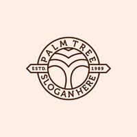 Palm or Coconut Line Art Logo Illustration Design. Modern Creative Line Art Palm Logo Badge Template Design. Palm Tree Illustration Logo Concept. vector