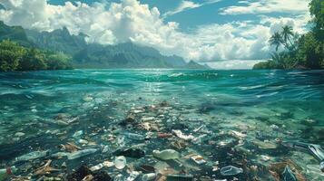 el mar es ensuciado con basura, un composición de un sano ambiente foto