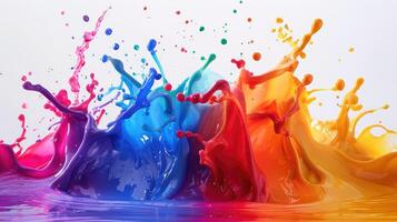 Colorful splashes of paint creating an abstract and vibrant visual display. photo