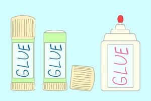 illustration of glue sticks and bottles, perfect for back-to-school themes, school projects, and art materials. vector