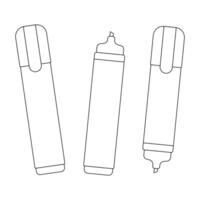 Simple outline of highlighters for back-to-school coloring books. Perfect for educational materials and creative projects. vector