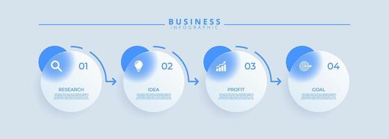Infographic label design template featuring icons and four distinct steps. Ideal for process charts, presentation slides, workflow schemes, banners, flow diagrams, and data visualizations. vector