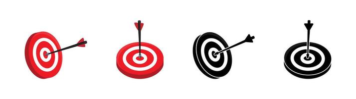 Arrow in target icon. Precision and goal symbol vector