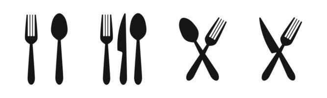 Spoon and fork icon. Dining utensils symbol vector