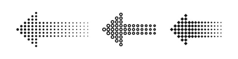 Dotted arrow icon. Directional pointer with dots vector