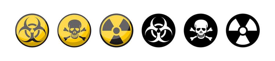 Hazard signs icon. Bio and atomic danger symbol vector