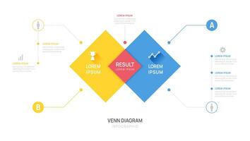 Infographic geometric Venn diagram chart template for business presentation with venn diagram elements illustration. vector