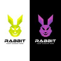 Polygonal rabbit head logo forming modern tech style vector