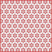 hexagon pattern of geometrical red flowers with dashed line as divider vector