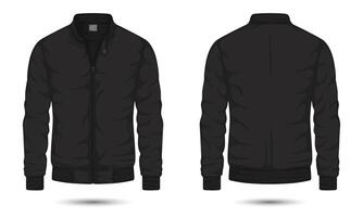 Black bomber jacket mockup front and back view vector