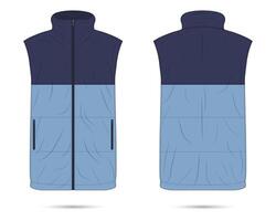 Mockup of zipper vest front and back view vector