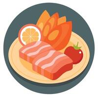 A plate of food with bacon. lard. and meat. Raw pork fresh concept. A plate of food with meat. bacon vector
